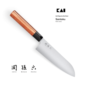 NÓŻ SANTOKU 17cm MAGOROKU RED MGR-0170S